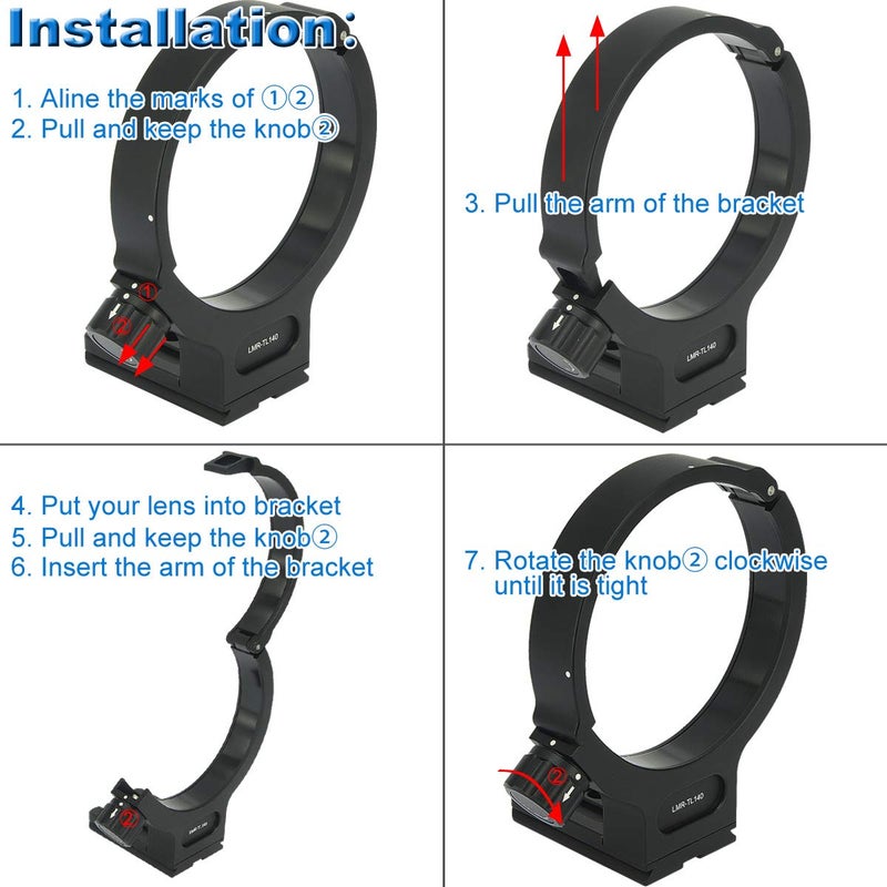 Haoge LMR-TL140 Lens Collar Replacement Foot Tripod Mount Ring Stand Base for Tamron 100-400mm f/4.5-6.3 Di VC USD A035 Lens Built-in Arca Type Quick Release Plate Replace Tamron A035TM - Image 5